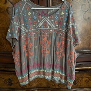 Johnny Was Embroidered Multicolor Women's Top